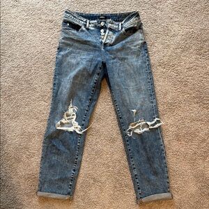 Express Blue Boyfriend Jeans Distressed